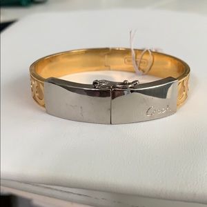 Gold tone Coach “C” Bangle Bracelet w/clasp - NEW